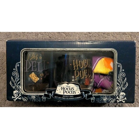 Disney Other - DISNEY Hocus Pocus Socks & Two Glasses Combo Set NEW IN BOX